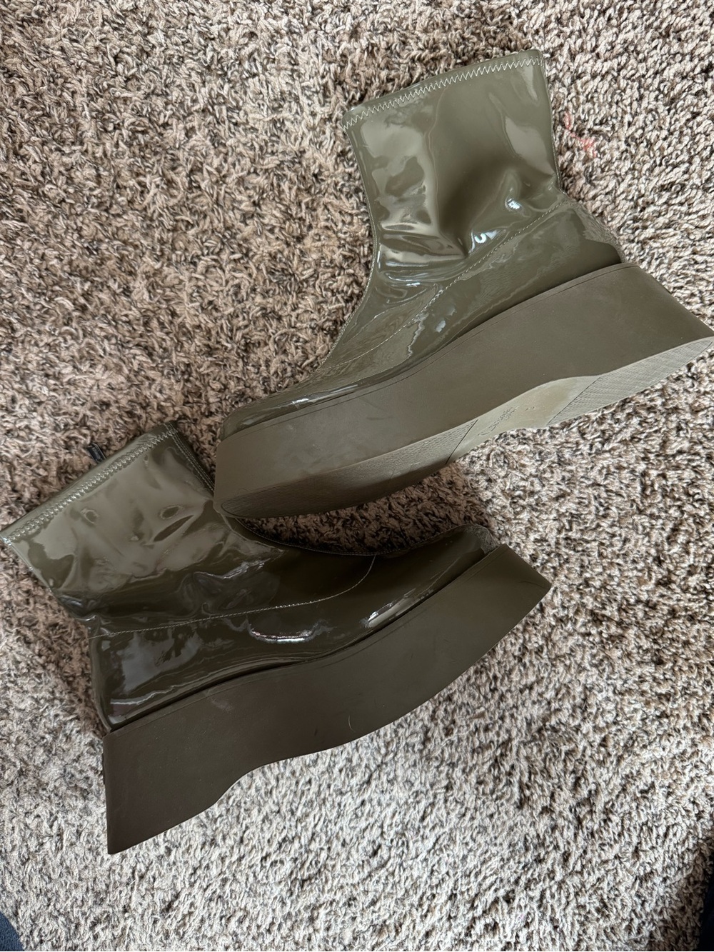 Circus by Sam Edelman Olive Patent Platform Ankle Booties